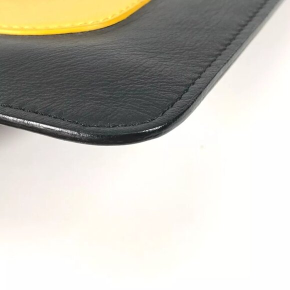 FENDI 7N0078 monster pouch bag Clutch bag Leather Black/yellow - Picture 4 of 15